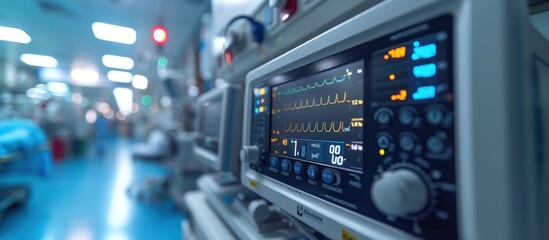 EKG monitor at ICU in hospital operating theatre - obrazy, fototapety, plakaty