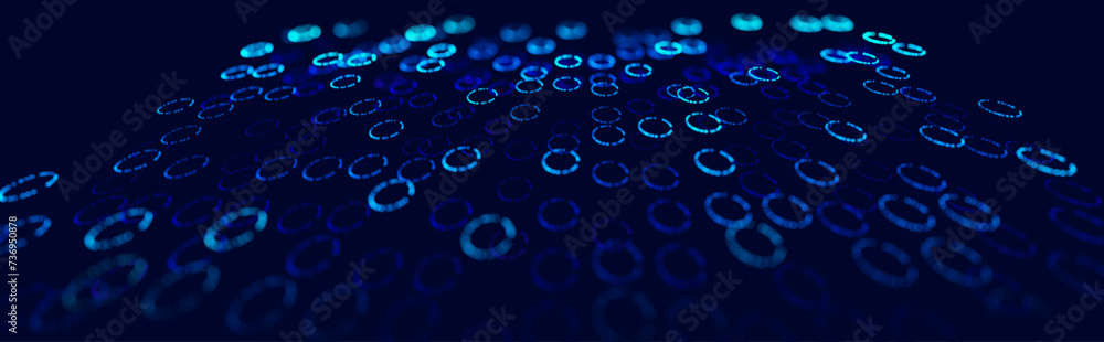 Aufkleber Hi Tech Network Connection. 3D Technology Style Banner Design. Futuristic Design for Technology or Science Event. Digital Data Structure Concept. Vector Illustration.