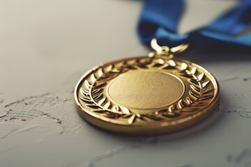 presigious blank gold medal - concept of achievement and success