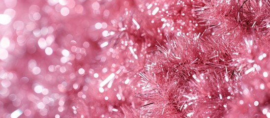 A closeup shot of a magenta Christmas tree covered in snow, resembling a pink flower petal. The creative arts blend with nature as the tree stands out against the white backdrop