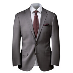 Gray business suit on transparent PNG background
