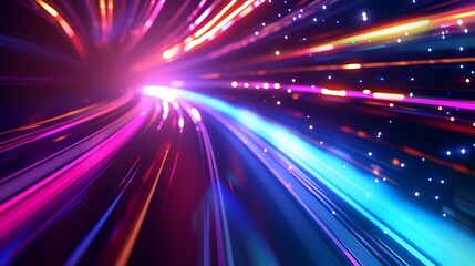 Obraz premium Digital colorful bright lines abstract graphic