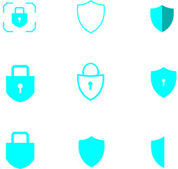 Protection icon set of isolated cut out object on transparent background