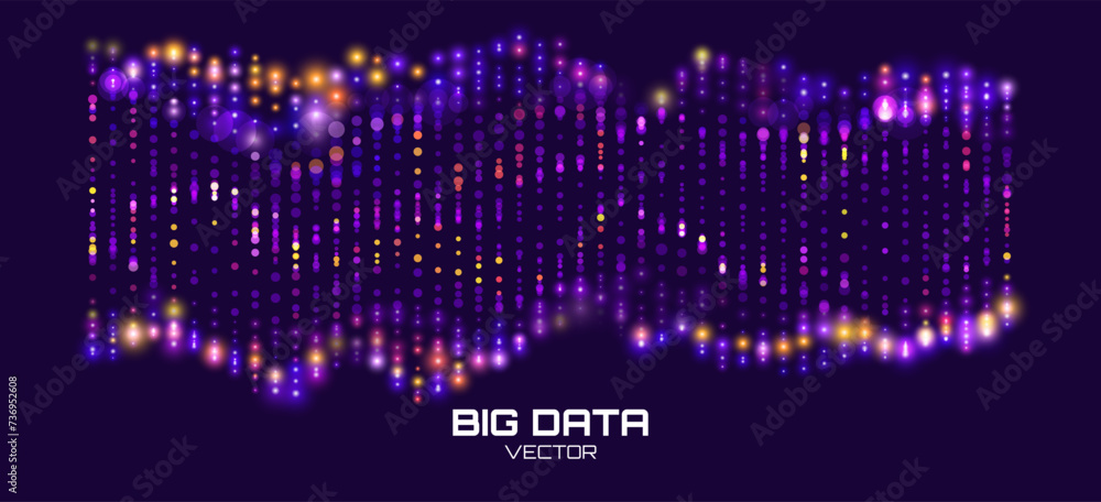 Aufkleber DNA Digital Sequence Code Structure with Glow. Science Concept. Abstract Nano Technology Bokeh Background. Vector Design.