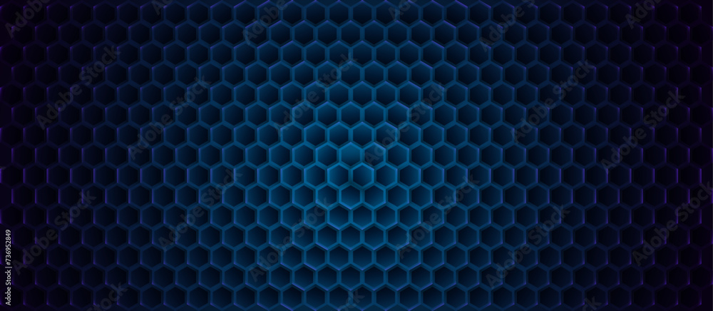 Leinwandbilder technology or science abstract blue hexagonal grid background. chemical network. nanomaterials nanot