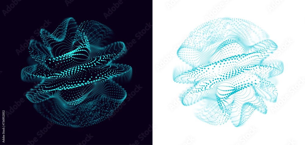 Poster Virtual Assistant Voice Recognition Abstract Particles Visualization. Technology Background. AI Artificial Intelligence Dots Sphere. Vector Illustration.