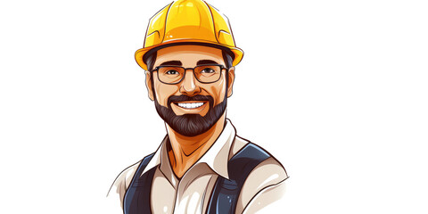 Fototapeta premium Happy smart engineer man smiling isolated transparent background