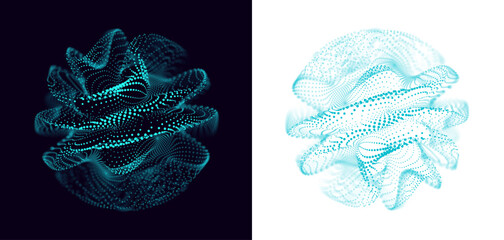 Virtual Assistant Voice Recognition Abstract Particles Visualization. Technology Background. AI Artificial Intelligence Dots Sphere. Vector Illustration.