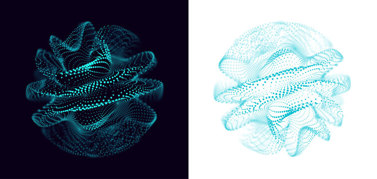Virtual Assistant Voice Recognition Abstract Particles Visualization. Technology Background. AI Artificial Intelligence Dots Sphere. Vector Illustration.