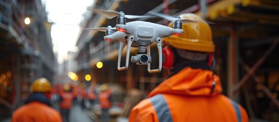 Drone over construction site - obrazy, fototapety, plakaty