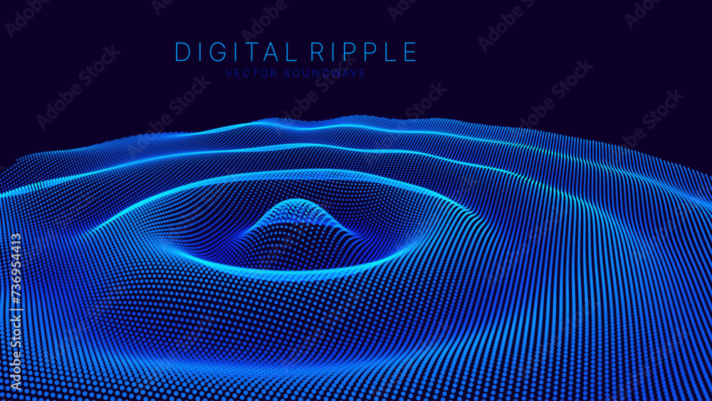 Aufkleber colorful blue sound wave ripple digital equalizer design. big data audio visualization. digital wate