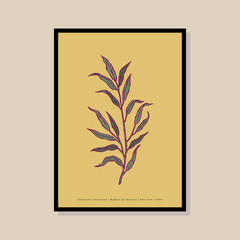 Fototapeta na wymiar Botanical hand drawn vector illustration in a poster frame template. Art for postcard, wall art, banner, background.