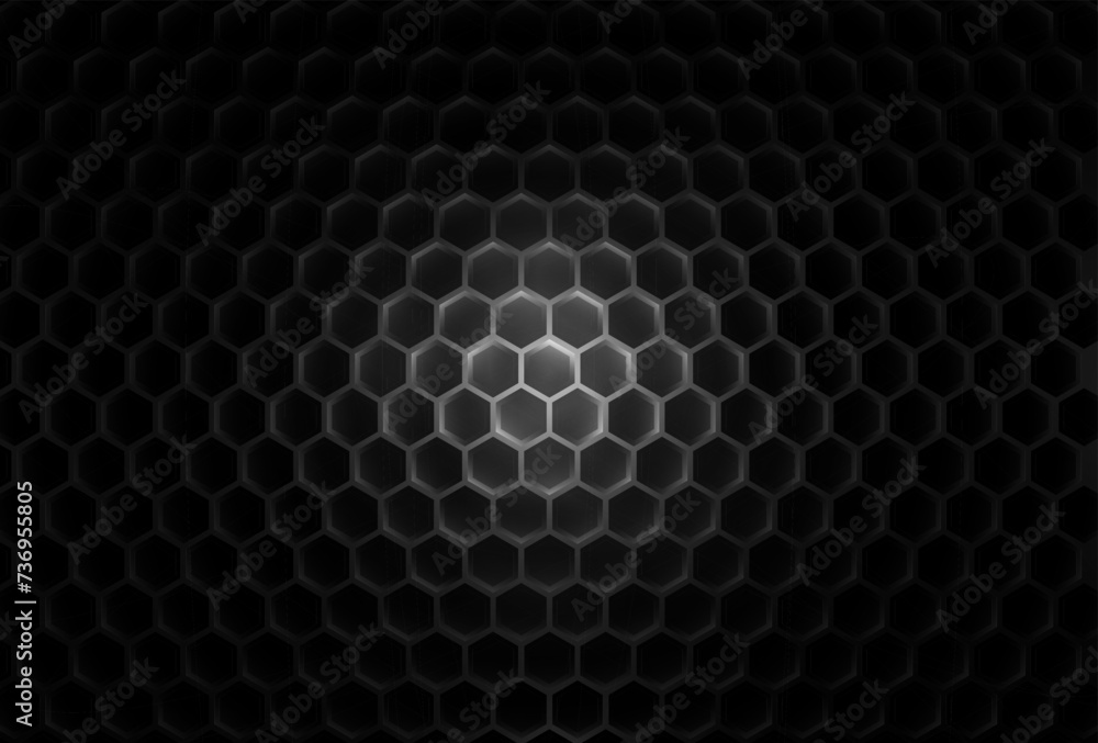 Leinwandbilder Technology or Science Abstract Blue Hexagonal Grid Background. Chemical Network. Nanomaterials Nanotechnology Concept. Cyberpunk Style Futuristic Hexagon Grid Game Backdrop. Vector.
