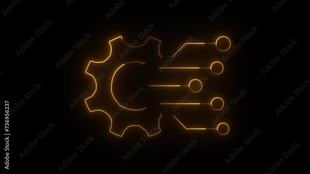Poster gear rotation for your business. gear icon technical concept and networking concept. neon line gear 