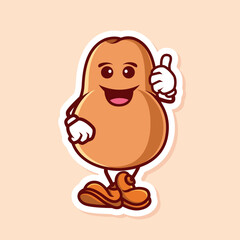 vector cute cartoon character of potato thumbs up isolated