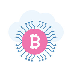 Have a look at this amazing icon of bitcoin network, cryptocurrency connection vector