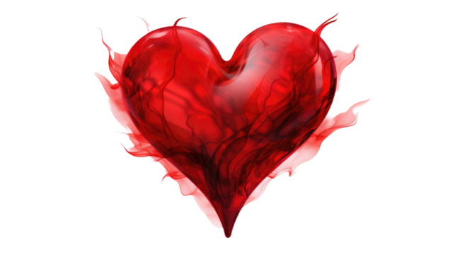Red heart in transparent background PNG