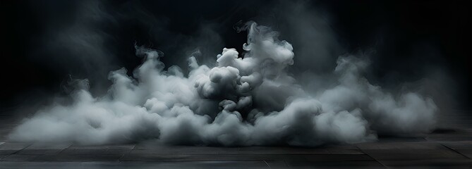 Smoke black ground fog cloud floor mist background - obrazy, fototapety, plakaty