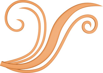 3D illustration rendering of a bending branch with leaves on a transparent background