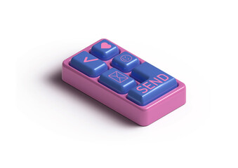 Keyboard 3D illustration of pink color with send symbols on a white background (2)