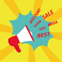 Image of horn discount day black friday idea explosion vector illustration