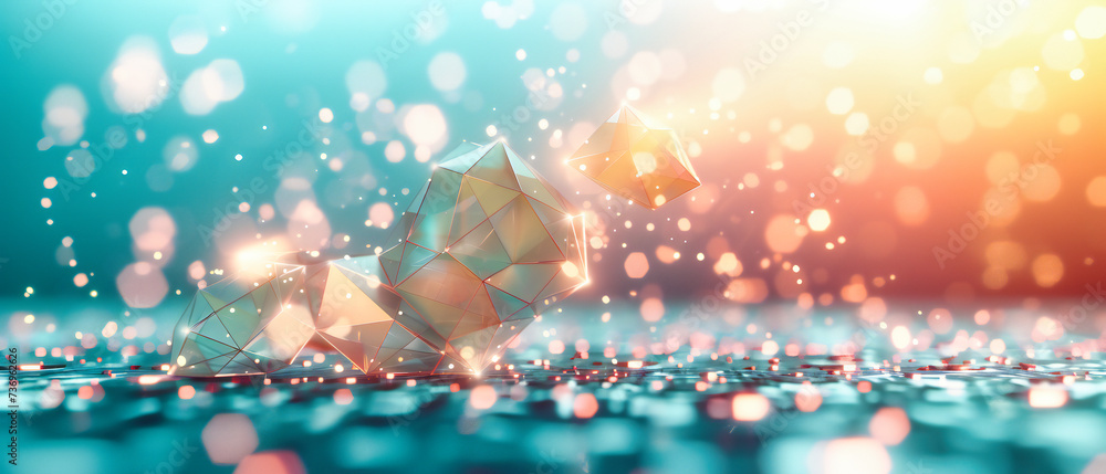 Aufkleber geometric sparkle: an abstract arrangement of shiny triangles and crystals, creating a dazzling disp