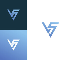 Abstract Initials letters VS, SV geometric logo design vector