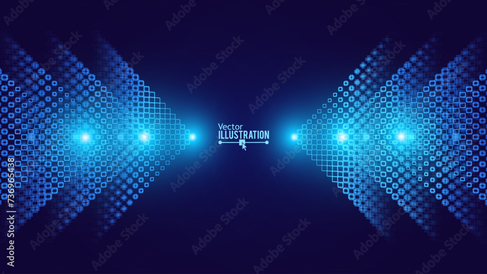Aufkleber Digital Arrows Pointing To The Center. Abstract Technology Background. Hi-Tech Business Presentation Template. Vector Illustration.