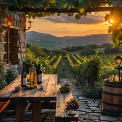 Fotobehang Golden Hour Vineyard Feast - Elegance Among the Grapes © RobertGabriel