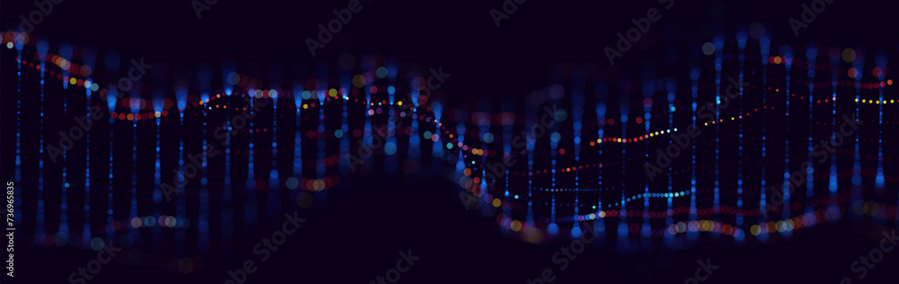 Aufkleber molecular colorful dna background. biotechnology network concept. music sound wave. big data dna vis