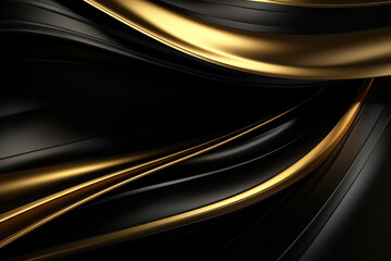 Obraz premium Black and Gold Wallpaper With Wavy Lines