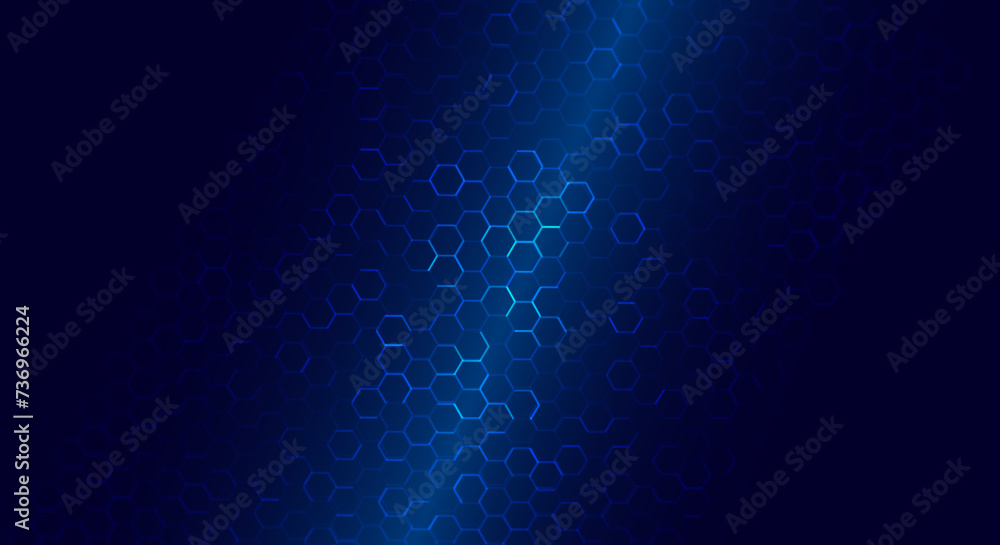 Poster Dark Hexagon Abstract Technology or Science Background. Hi Tech Hexagon Grid. Vector Illustration.