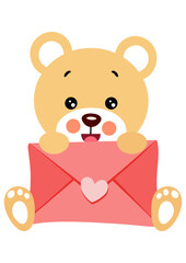 Lovely teddy bear with letter envelope