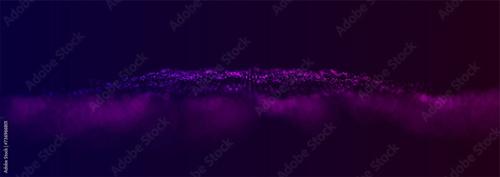 Poster Big Data Flow Particles. Vector Background. Data Transfering Dots Network. Abstract Quantum Computer Technology Bigdata. Digital Technology Computer Science Concept. Business Data Vector Illustration.