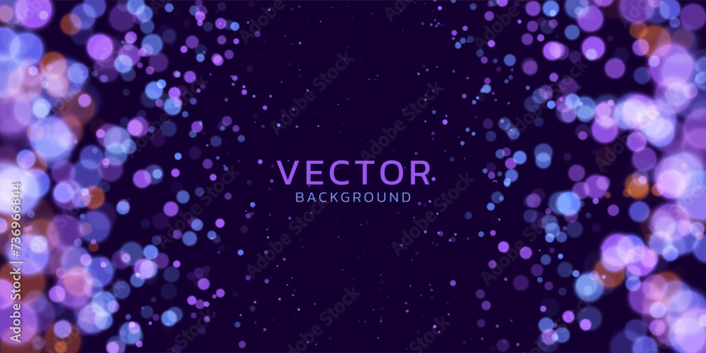 Poster Abstract Lights Bokeh Background. Blurry Lights with Space for Text Backdrop. Soft Blur Light Bokeh Effect Wallpaper. Shiny Holiday Light Effect. Vector Illustration.