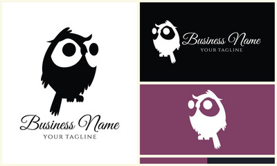 silhouette owl bird logo template