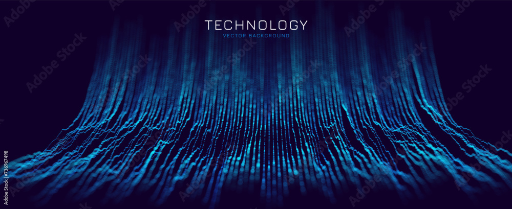 Fototapete Futuristic Data Stream. Big Data Flow Transfer Technology. Cyberpunk Cybersecurity. Cyberspace Blockchain Transactions Concept. Abstract Technological Background. Vector Illustration.
