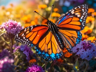 Beautiful image in nature of  butterfly on flower.