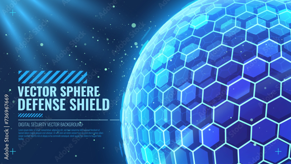 Aufkleber geometric dome shield on a dark background. futuristic glowing protection 3d sphere. technology styl