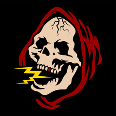 vector illustration grim reaper skull screaming lightning