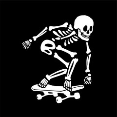 illustration vector of skeleton skull shinning skateboarding trick	
