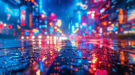 Obraz premium Neon City Lights at Night