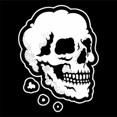 vector illustration of skull head bubble smoke.