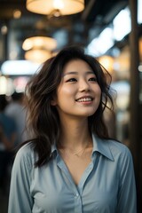 Obraz premium Beautiful Confident Young Asian Woman - Going to Work - Succesful Lady in Life and Work - Pretty and Fine features with fair Skin.