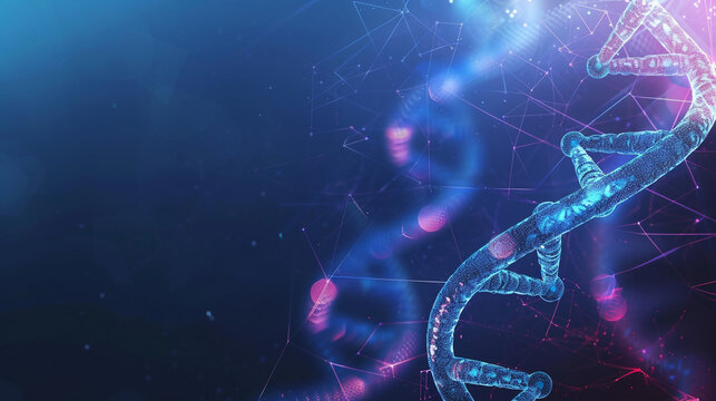 Artificial intelligence AI in Healthcare. DNA double helix intertwined with digital AI elements, highlighting the role of AI in genetic research and personalized medicine