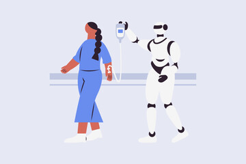 AI Transform the Healthcare System Vector Illustration