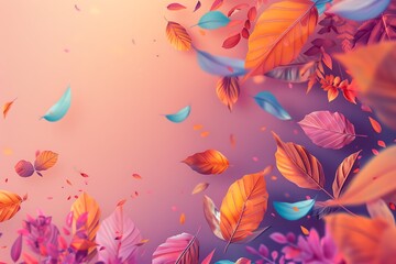 Fototapeta na wymiar Vibrant autumn illustrations showcasing diversity and unity through colorful seasonal imagery.