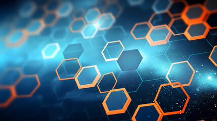 Modern science background hexagon lines and points wave flow abstract background