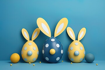 Easter eggs with bunny ears. Generative Ai