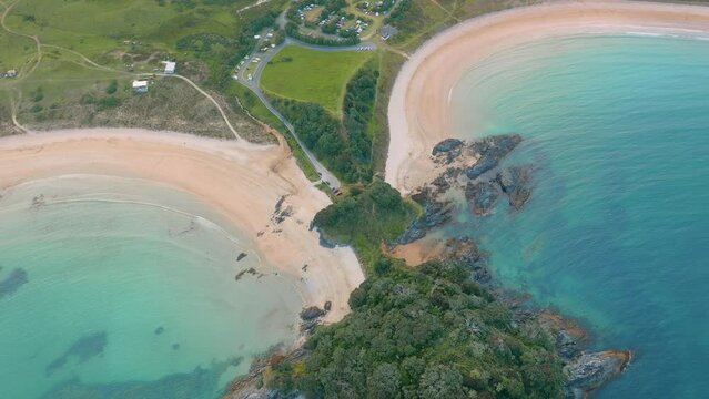 Aerial: Matai bay, Northland, New Zealand